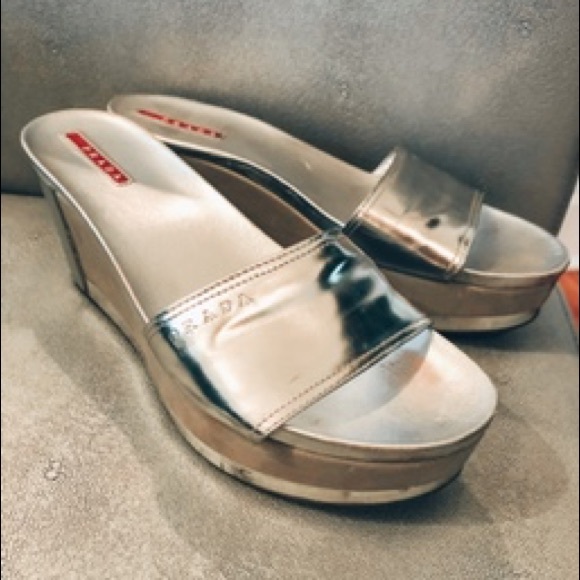 Prada silver platform sandals - Picture 2 of 2